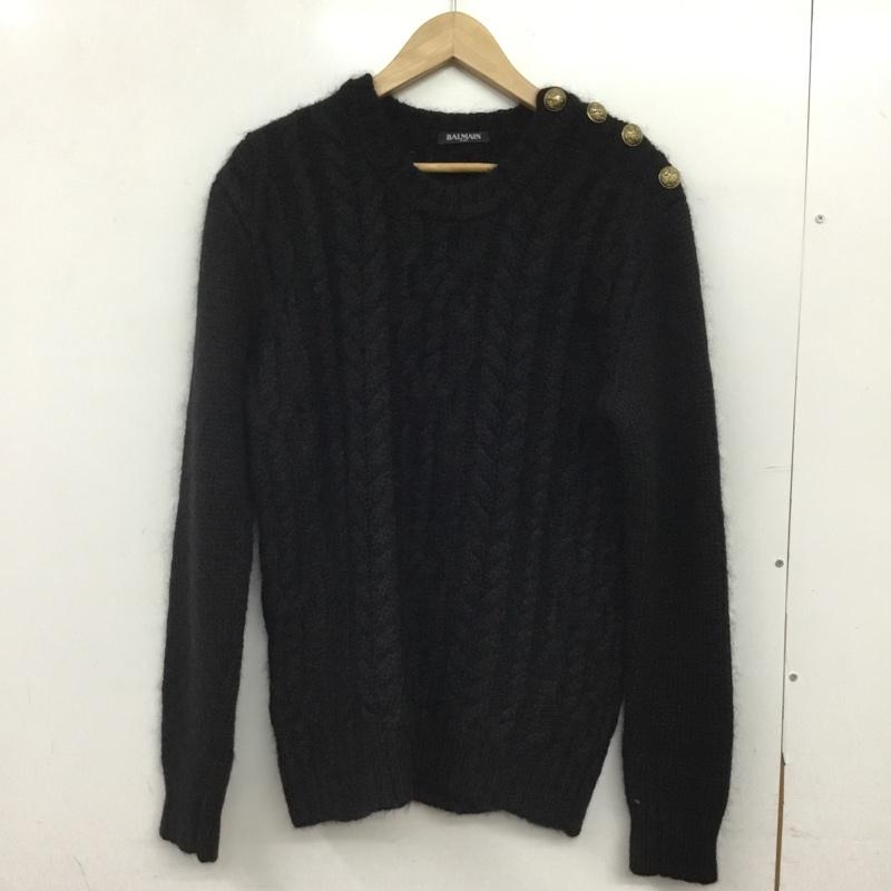 バルマン BALMAIN ニット、セーター 長袖 長袖ニットカットソー クルーネック セーター M  黒 / ブラック / black メンズ USED 古着 中古 10160770