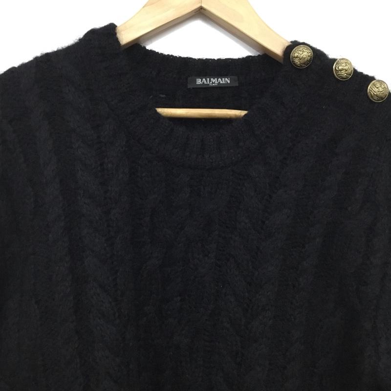 バルマン BALMAIN ニット、セーター 長袖 長袖ニットカットソー クルーネック セーター M  黒 / ブラック / black メンズ USED 古着 中古 10160770