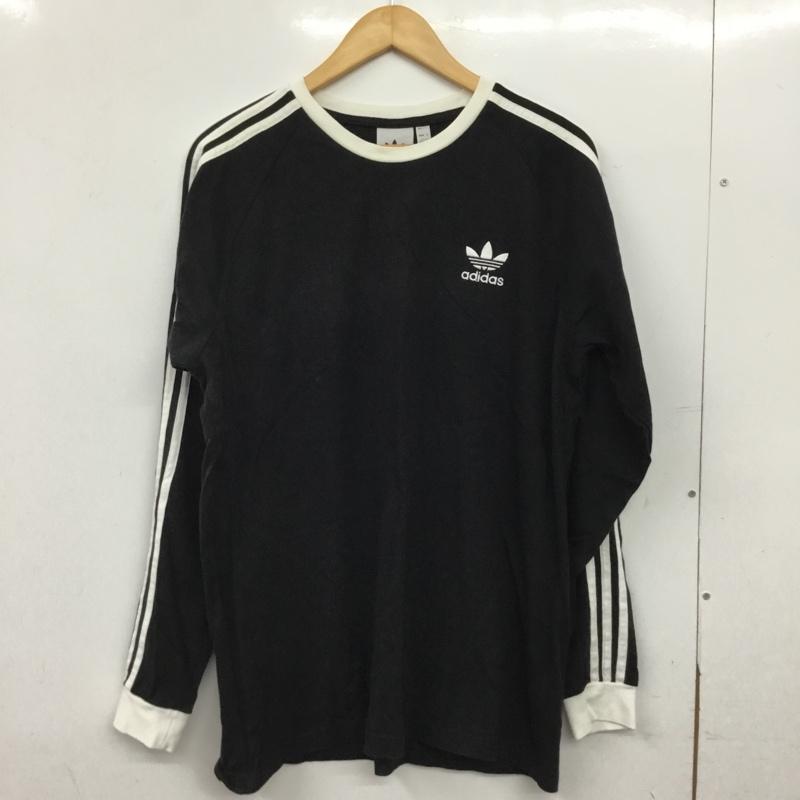 アディダス adidas カットソー 長袖 長袖カットソー プリントカットソー クルーネック ロゴ、文字 黒 / ブラック / black メンズ USED 古着 中古 10160772