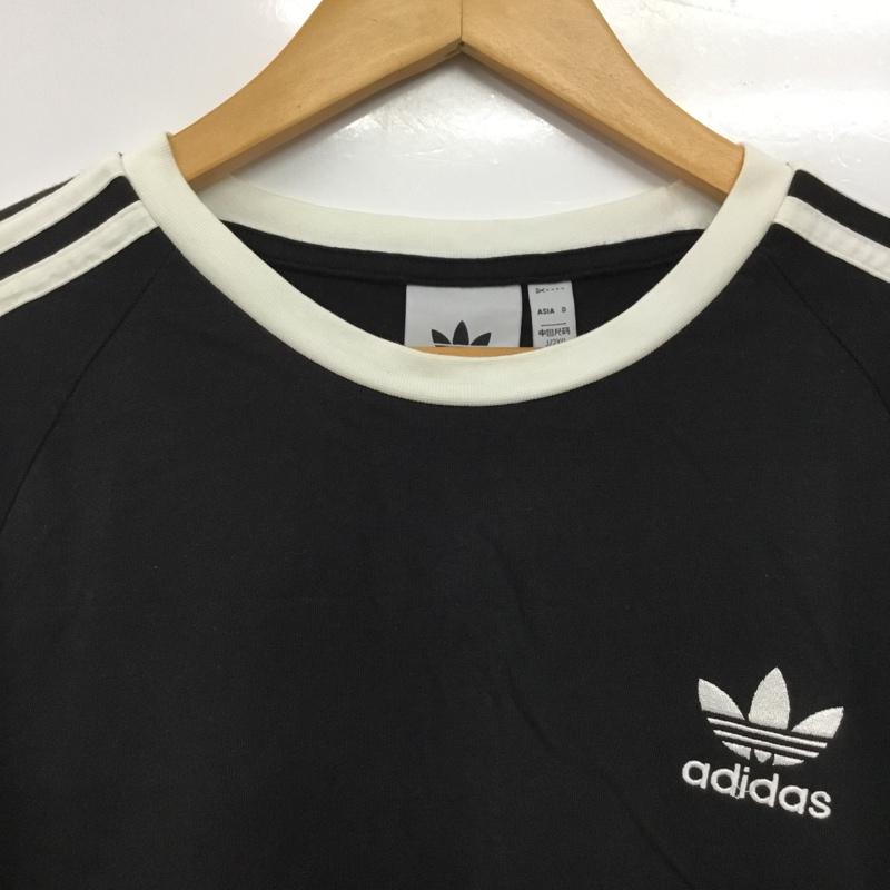 アディダス adidas カットソー 長袖 長袖カットソー プリントカットソー クルーネック ロゴ、文字 黒 / ブラック / black メンズ USED 古着 中古 10160772