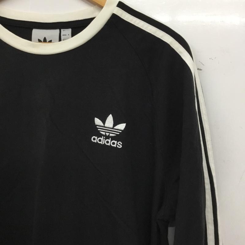 アディダス adidas カットソー 長袖 長袖カットソー プリントカットソー クルーネック ロゴ、文字 黒 / ブラック / black メンズ USED 古着 中古 10160772