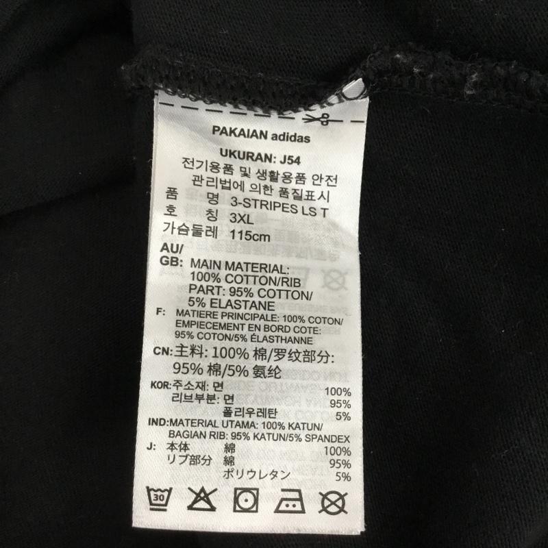 アディダス adidas カットソー 長袖 長袖カットソー プリントカットソー クルーネック ロゴ、文字 黒 / ブラック / black メンズ USED 古着 中古 10160772