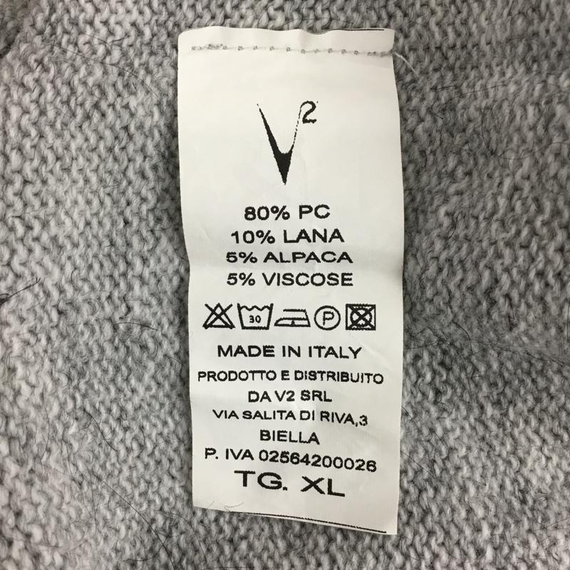 ブイツー V2 ニット、セーター 長袖 長袖ニットカットソー クルーネック セーター XL プリント 灰 / グレー / gray メンズ USED 古着 中古 10160774