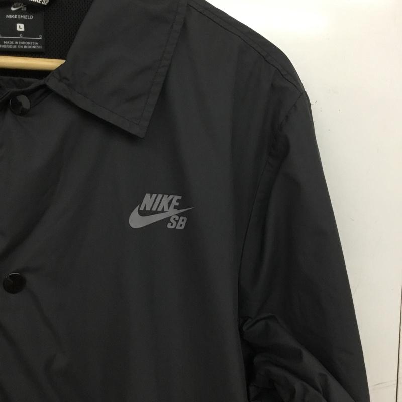 ナイキ NIKE ジャケット、上着 ジャンパー、ブルゾン ナイロンジャケット フロントボタン アウター L ロゴ、文字 黒 / ブラック / black メンズ USED 古着 中古 10160776