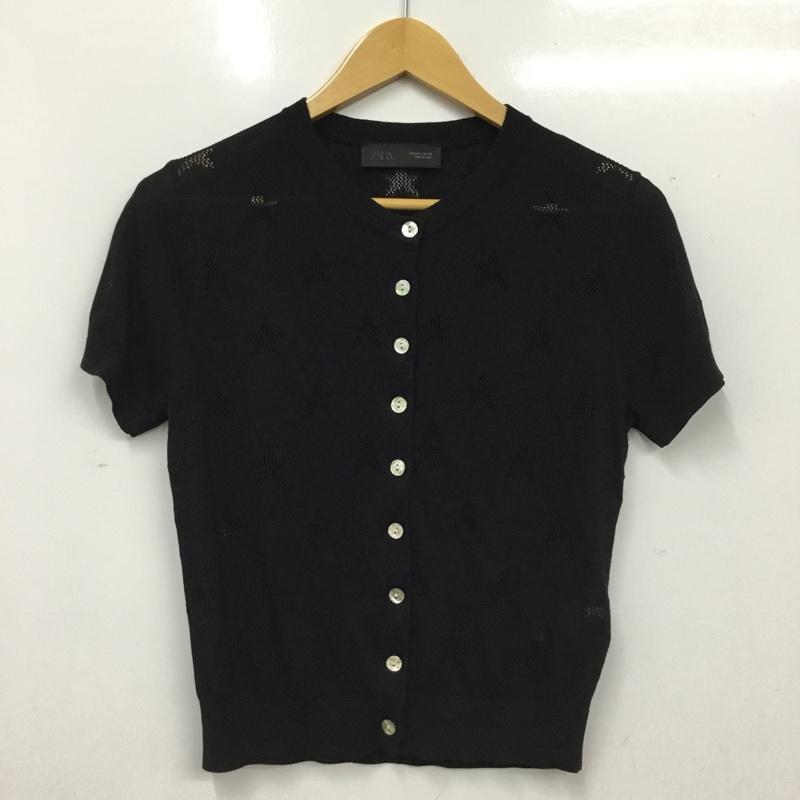 ザラ ZARA カーディガン 半袖 S 無地 黒 / ブラック / black レディース USED 古着 中古 10160781