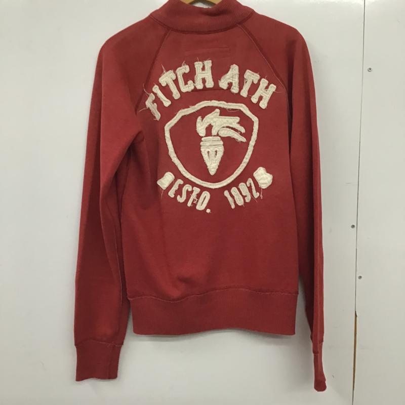 アバクロンビーアンドフィッチ ABERCROMBIE&FITCH ジャケット、上着 ジャンパー、ブルゾン ジップアップジャケット アウター ノーカラージャケット M ロゴ、文字 X ダメージ加工 赤 / レッド / red メンズ USED 古着 中古 10160787