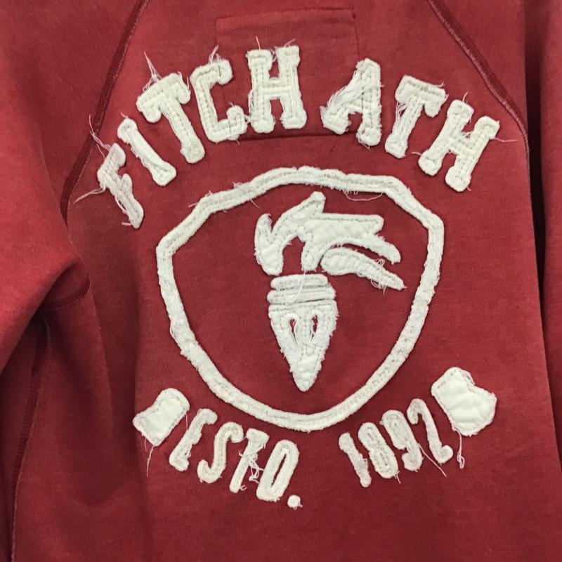 アバクロンビーアンドフィッチ ABERCROMBIE&FITCH ジャケット、上着 ジャンパー、ブルゾン ジップアップジャケット アウター ノーカラージャケット M ロゴ、文字 X ダメージ加工 赤 / レッド / red メンズ USED 古着 中古 10160787