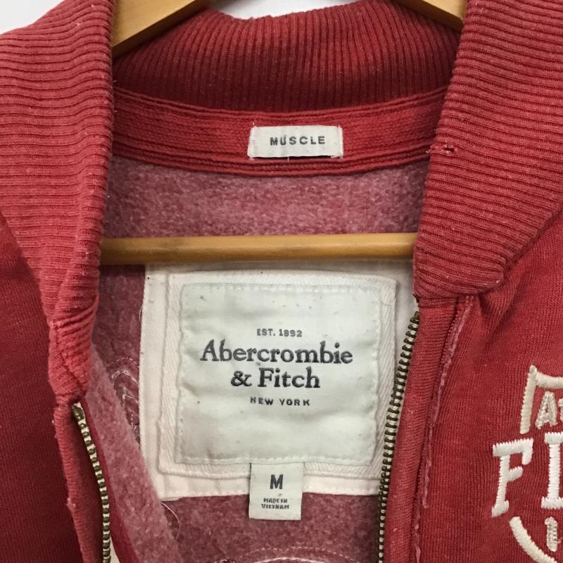 アバクロンビーアンドフィッチ ABERCROMBIE&FITCH ジャケット、上着 ジャンパー、ブルゾン ジップアップジャケット アウター ノーカラージャケット M ロゴ、文字 X ダメージ加工 赤 / レッド / red メンズ USED 古着 中古 10160787