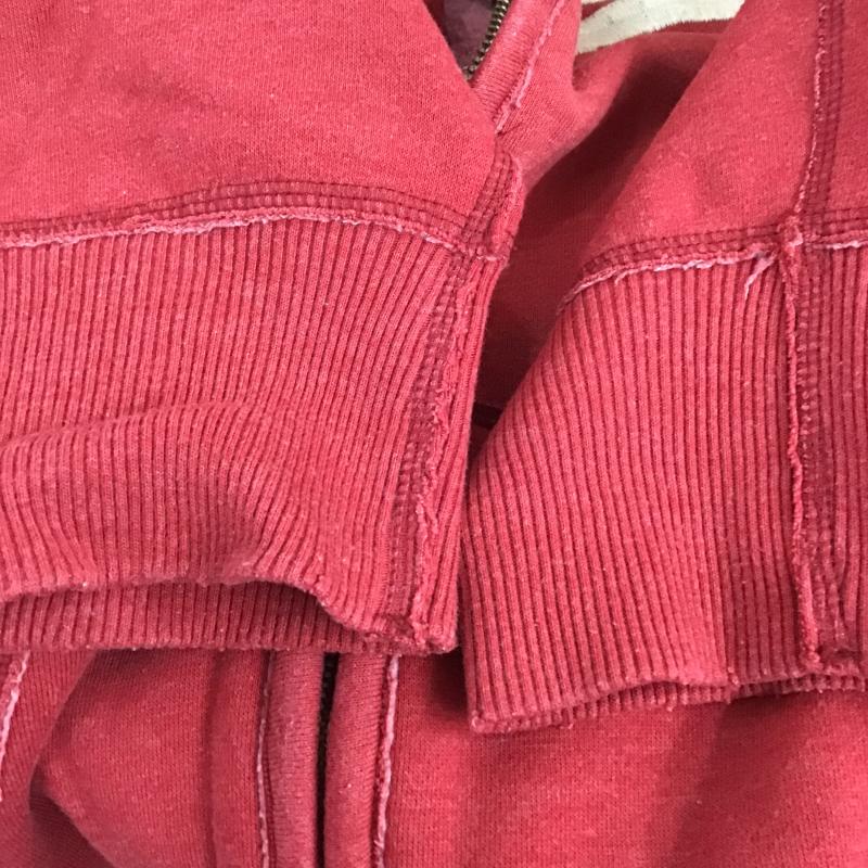 アバクロンビーアンドフィッチ ABERCROMBIE&FITCH ジャケット、上着 ジャンパー、ブルゾン ジップアップジャケット アウター ノーカラージャケット M ロゴ、文字 X ダメージ加工 赤 / レッド / red メンズ USED 古着 中古 10160787