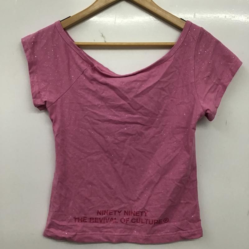ナインティナインティ 9090 カットソー 半袖 M ロゴ、文字 桃 / ピンク / pink レディース USED 古着 中古 10160810
