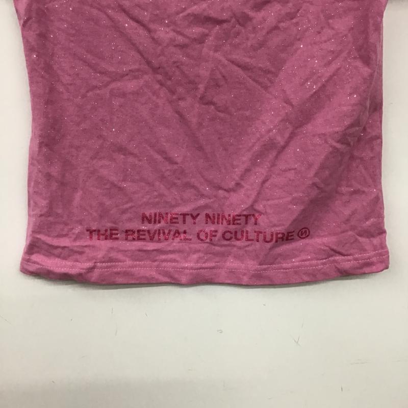 ナインティナインティ 9090 カットソー 半袖 M ロゴ、文字 桃 / ピンク / pink レディース USED 古着 中古 10160810