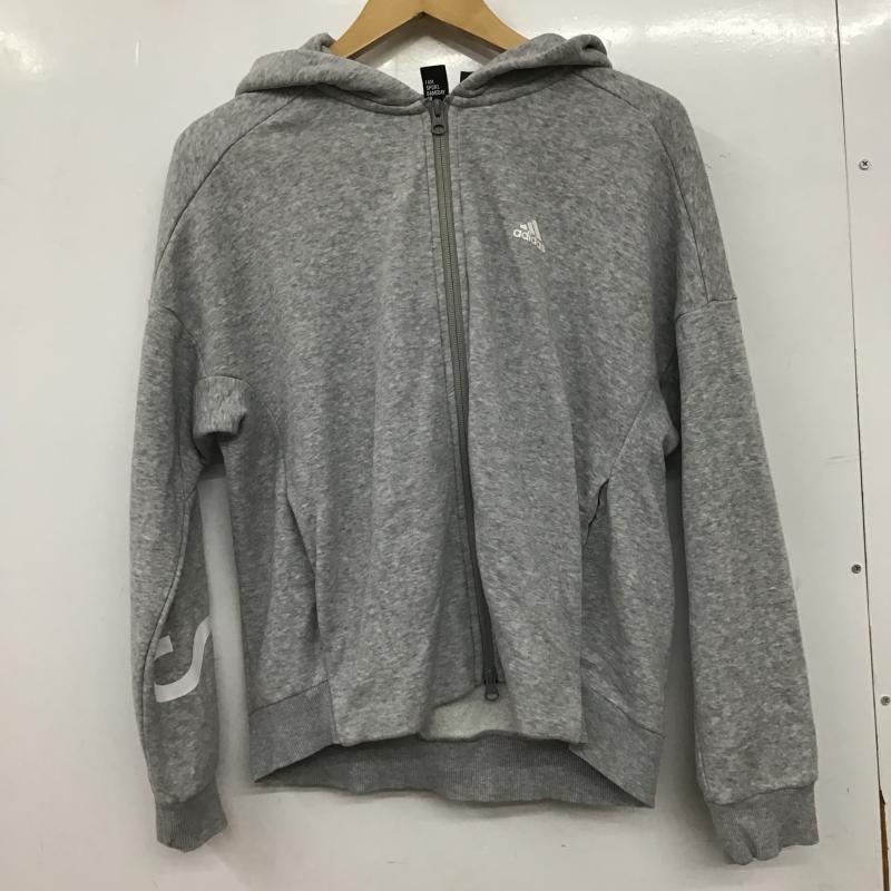 アディダス adidas パーカー 長袖 ジップパーカー M 無地 灰 / グレー / gray レディース USED 古着 中古 10160848