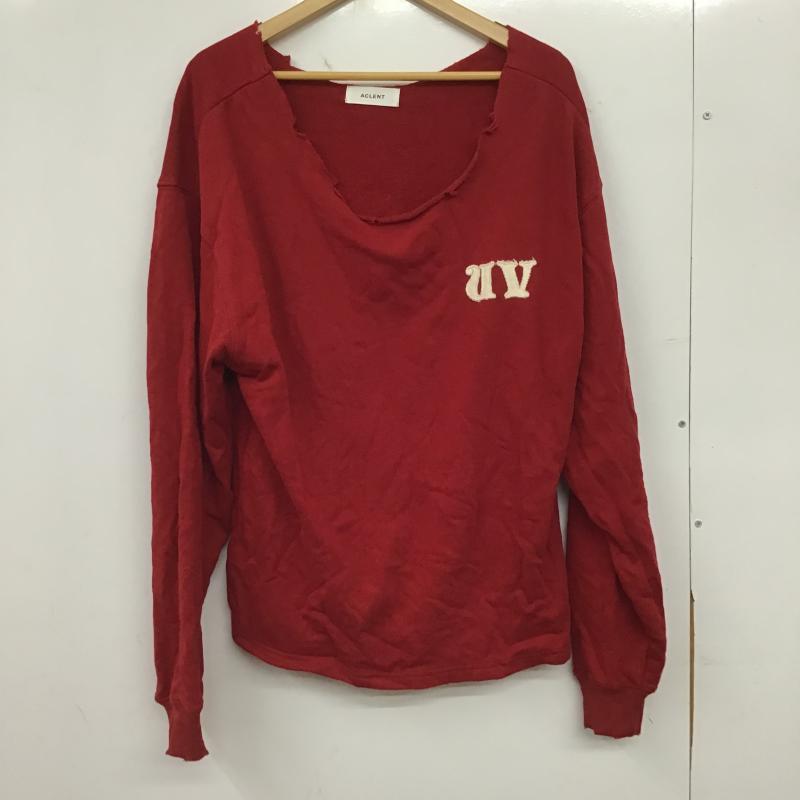 アクレント ACLENT トレーナー 長袖 12512-115381 カットオフワンショルダールーズスウェット FREE 無地 赤 / レッド / red レディース USED 古着 中古 10160856