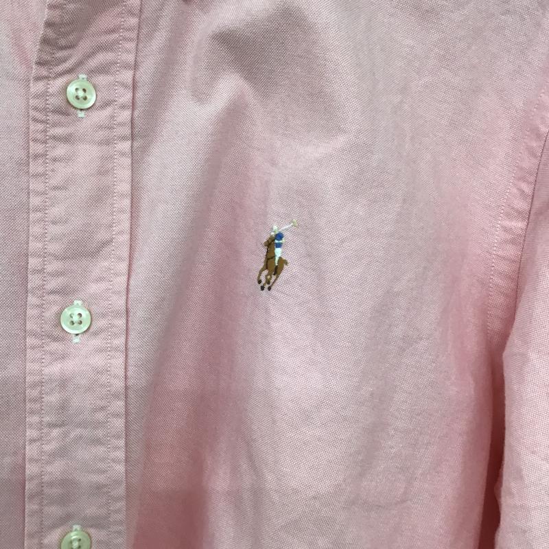 ラルフローレン RALPHLAUREN シャツ、ブラウス 長袖 長袖シャツ 刺繍シャツ カラーシャツ ボタンダウンシャツ ロゴ、文字 桃 / ピンク / pink メンズ USED 古着 中古 10160860
