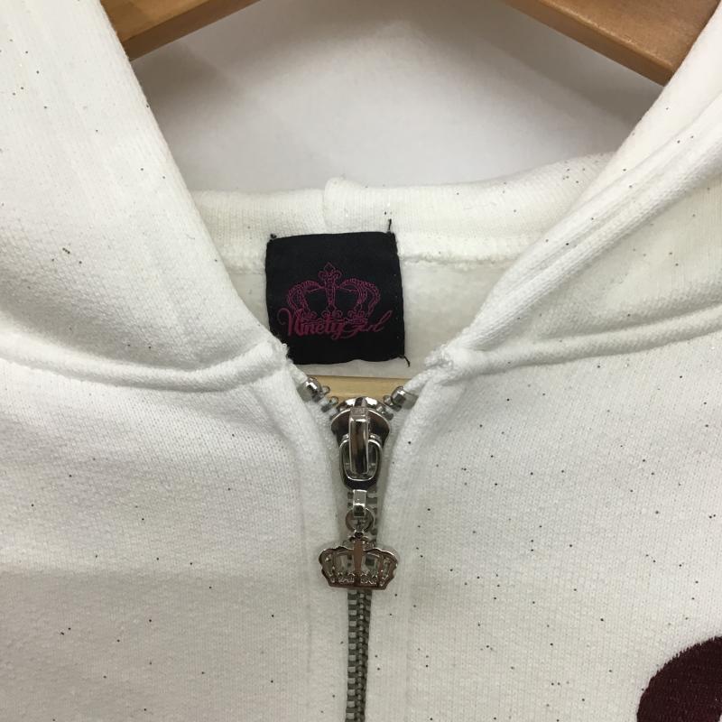 ナインティナインティ 9090 パーカー 長袖 M ロゴ、文字 白 / ホワイト / white レディース USED 古着 中古 10160869