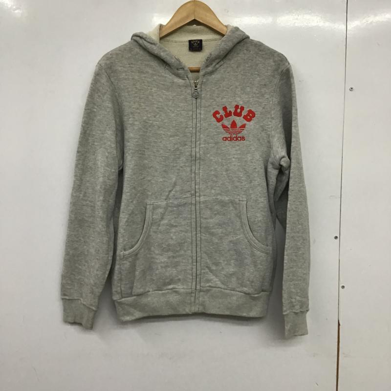 アディダス adidas パーカー 長袖 ジップアップパーカー 長袖パーカー カジュアルジャケット M ロゴ、文字 灰 / グレー / gray メンズ USED 古着 中古 10160879