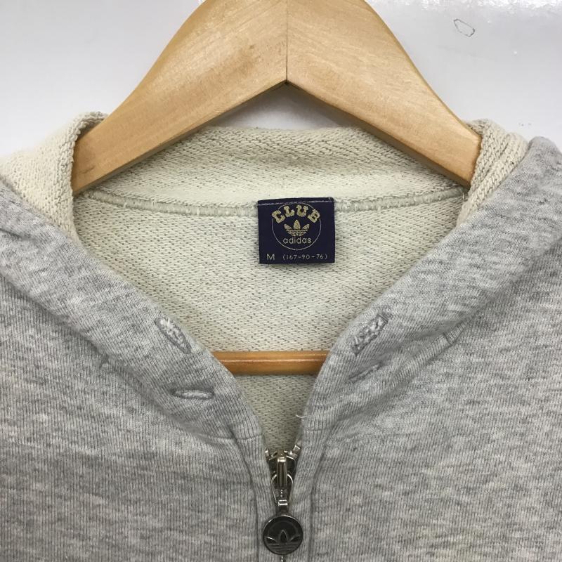 アディダス adidas パーカー 長袖 ジップアップパーカー 長袖パーカー カジュアルジャケット M ロゴ、文字 灰 / グレー / gray メンズ USED 古着 中古 10160879