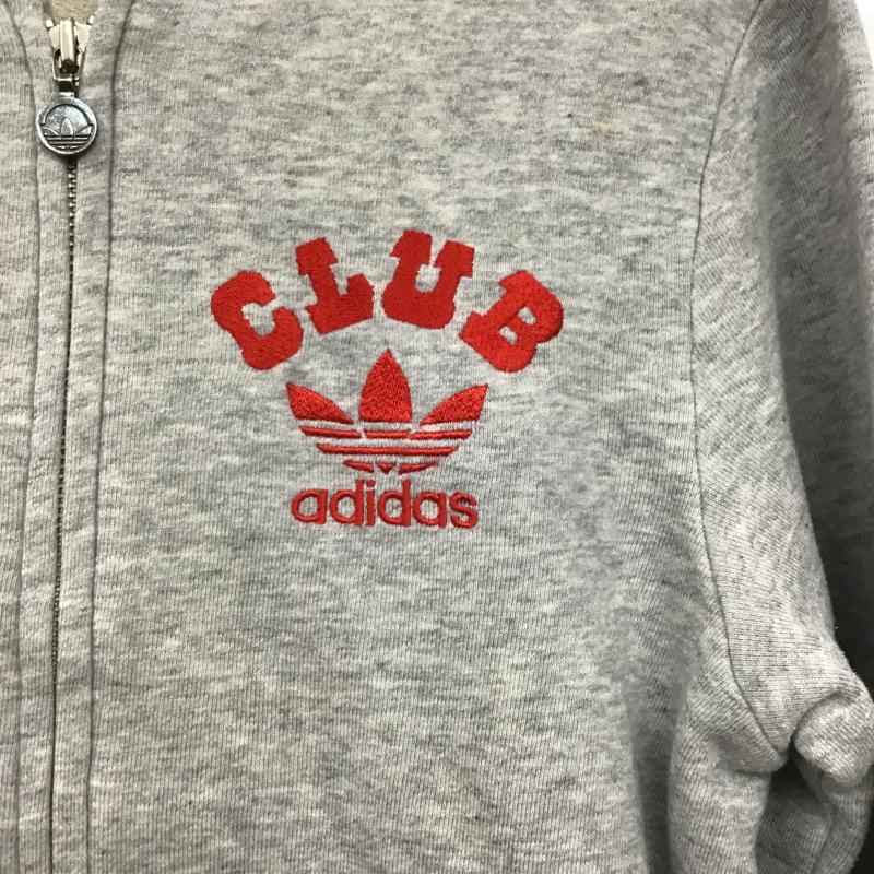 アディダス adidas パーカー 長袖 ジップアップパーカー 長袖パーカー カジュアルジャケット M ロゴ、文字 灰 / グレー / gray メンズ USED 古着 中古 10160879
