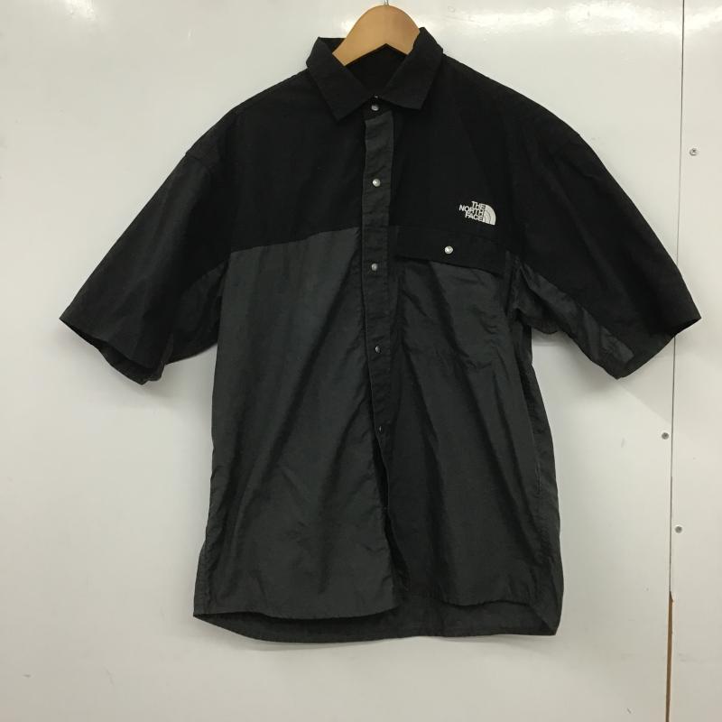 ザノースフェイス THE NORTH FACE シャツ、ブラウス 半袖 半袖シャツ プリントシャツ ポケットシャツ S ロゴ、文字 ダークグレー / ダークグレー / メンズ USED 古着 中古 10160899