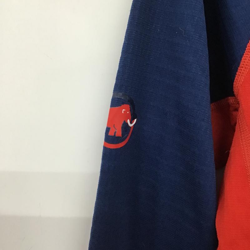 マムート Mammut カットソー 長袖 長袖カットソー プリントカットソー ジップアップネック L ロゴ、文字 赤 / レッド / red X 紺 / ネイビー / navy メンズ USED 古着 中古 10160900