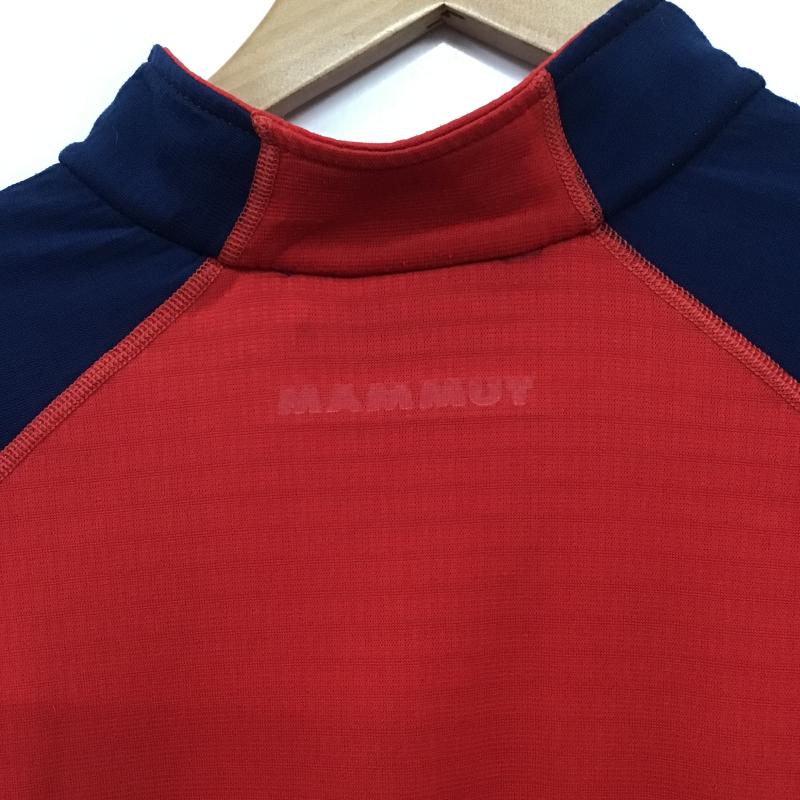 マムート Mammut カットソー 長袖 長袖カットソー プリントカットソー ジップアップネック L ロゴ、文字 赤 / レッド / red X 紺 / ネイビー / navy メンズ USED 古着 中古 10160900
