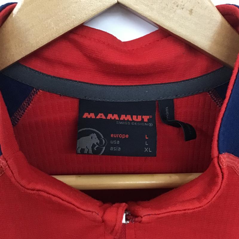 マムート Mammut カットソー 長袖 長袖カットソー プリントカットソー ジップアップネック L ロゴ、文字 赤 / レッド / red X 紺 / ネイビー / navy メンズ USED 古着 中古 10160900
