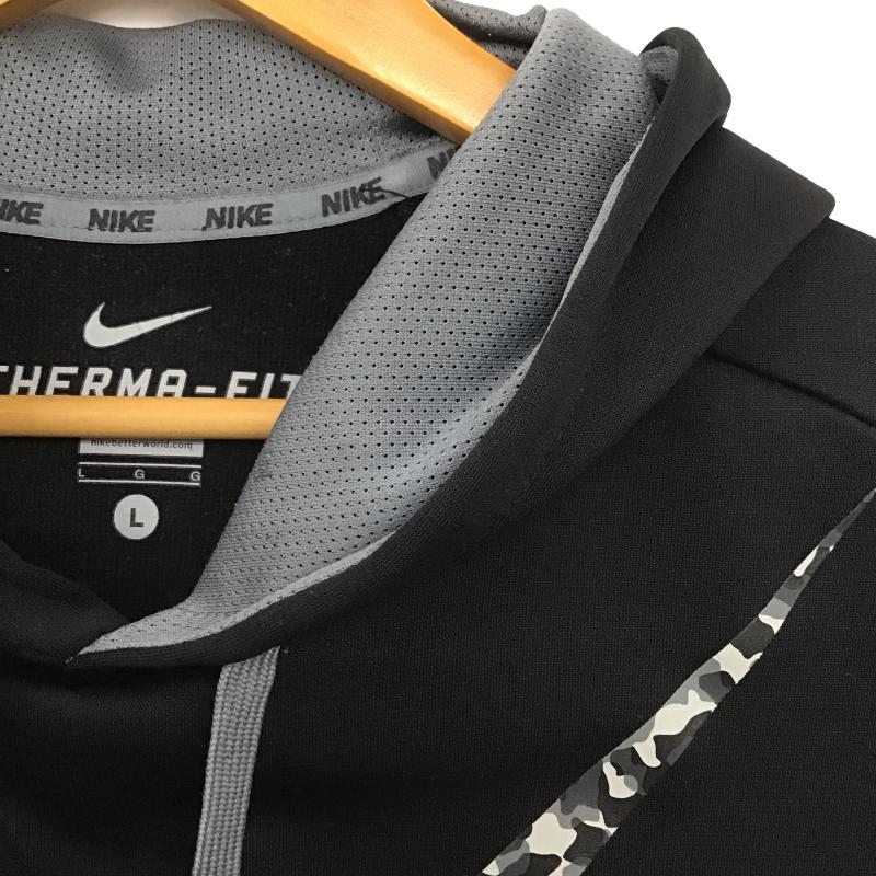 ナイキ NIKE パーカー 長袖 長袖パーカー プルオーバーパーカー スウェット L ロゴ、文字 黒 / ブラック / black メンズ USED 古着 中古 10160909