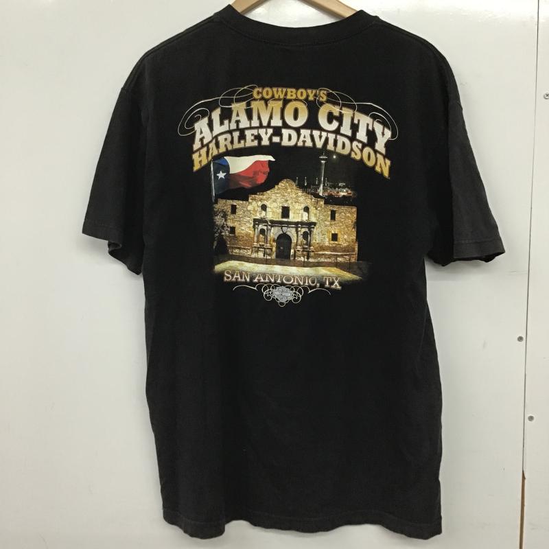 ハーレーダビッドソン Harley-Davidson Tシャツ 半袖 半袖カットソー プリントTシャツ クルーネックカットソー ロゴ、文字 黒 / ブラック / black メンズ USED 古着 中古 10160924