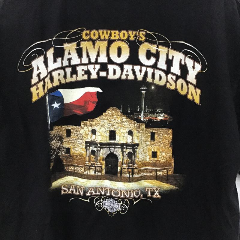 ハーレーダビッドソン Harley-Davidson Tシャツ 半袖 半袖カットソー プリントTシャツ クルーネックカットソー ロゴ、文字 黒 / ブラック / black メンズ USED 古着 中古 10160924