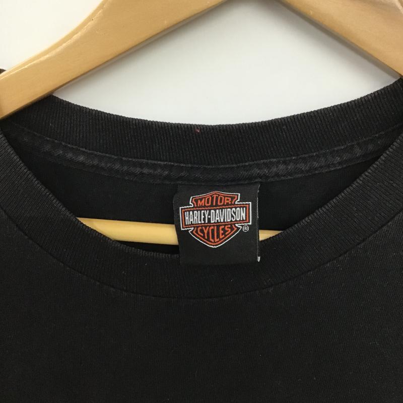 ハーレーダビッドソン Harley-Davidson Tシャツ 半袖 半袖カットソー プリントTシャツ クルーネックカットソー ロゴ、文字 黒 / ブラック / black メンズ USED 古着 中古 10160924