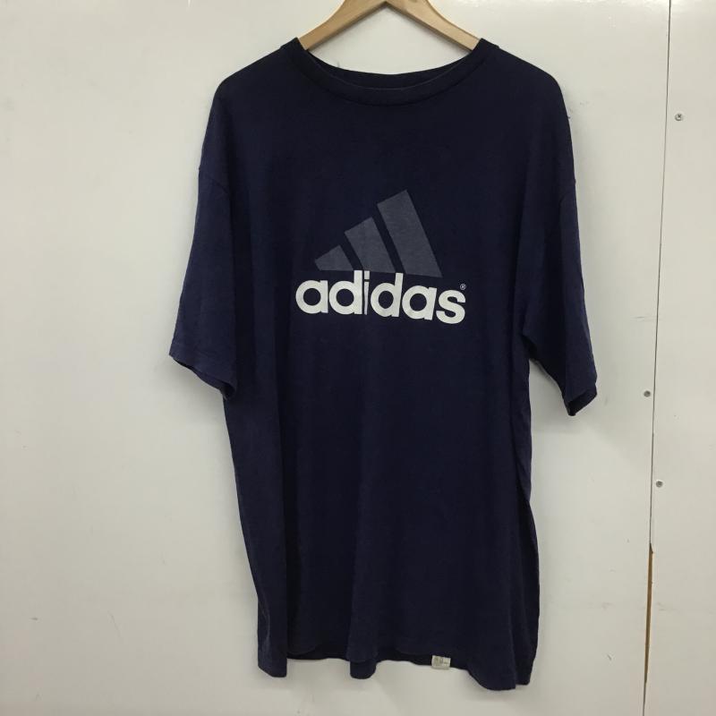アディダス adidas Tシャツ 半袖 半袖カットソー プリントTシャツ クルーネックカットソー L ロゴ、文字 紺 / ネイビー / navy メンズ USED 古着 中古 10160929