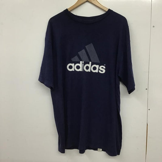 アディダス adidas Tシャツ 半袖 半袖カットソー プリントTシャツ クルーネックカットソー L ロゴ、文字 紺 / ネイビー / navy メンズ USED 古着 中古 10160929