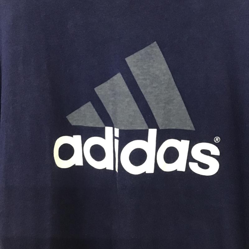 アディダス adidas Tシャツ 半袖 半袖カットソー プリントTシャツ クルーネックカットソー L ロゴ、文字 紺 / ネイビー / navy メンズ USED 古着 中古 10160929