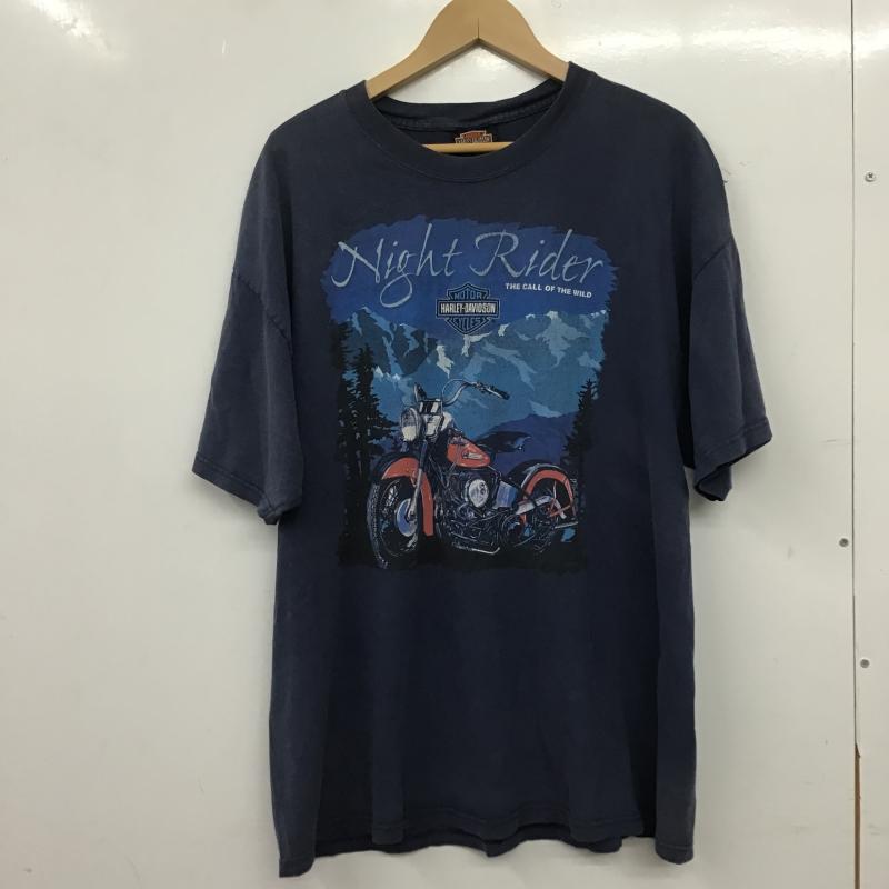 ハーレーダビッドソン Harley-Davidson Tシャツ 半袖 半袖カットソー プリントTシャツ クルーネックカットソー XL プリント 紺 / ネイビー / navy メンズ USED 古着 中古 10160931