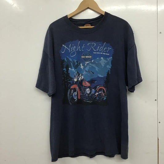 ハーレーダビッドソン Harley-Davidson Tシャツ 半袖 半袖カットソー プリントTシャツ クルーネックカットソー XL プリント 紺 / ネイビー / navy メンズ USED 古着 中古 10160931