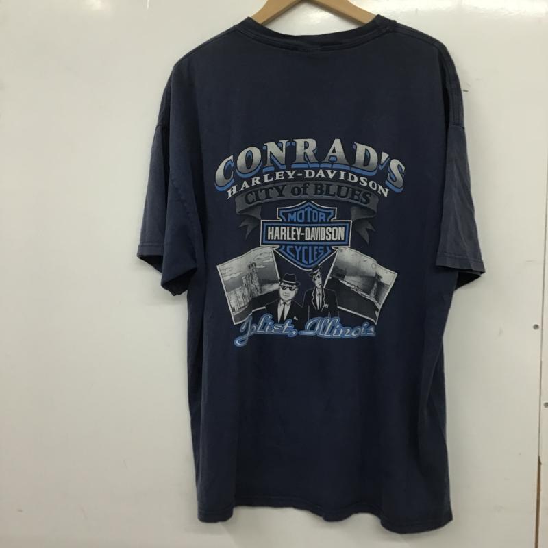 ハーレーダビッドソン Harley-Davidson Tシャツ 半袖 半袖カットソー プリントTシャツ クルーネックカットソー XL プリント 紺 / ネイビー / navy メンズ USED 古着 中古 10160931