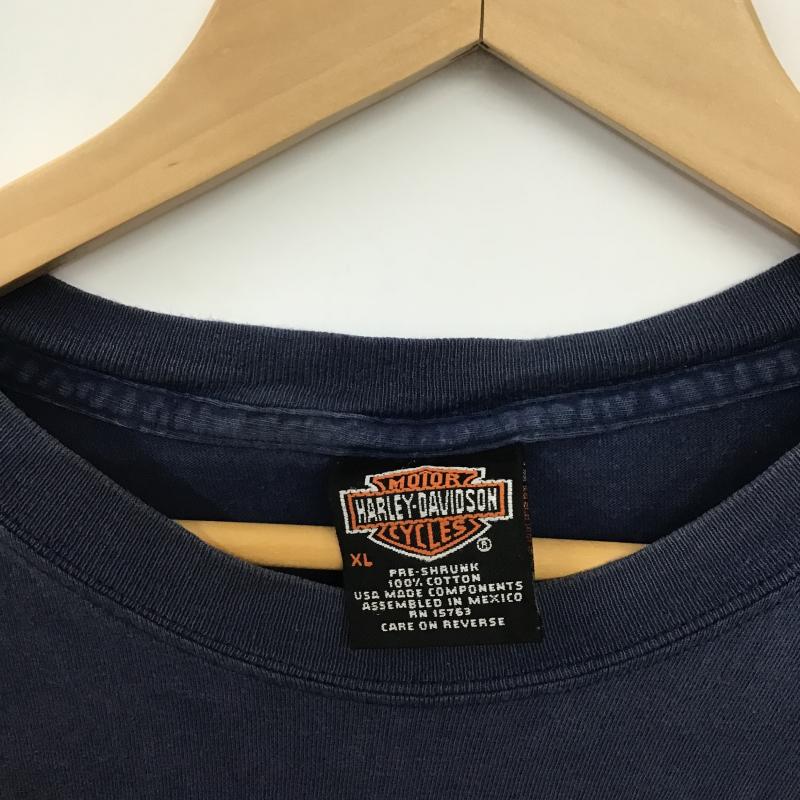 ハーレーダビッドソン Harley-Davidson Tシャツ 半袖 半袖カットソー プリントTシャツ クルーネックカットソー XL プリント 紺 / ネイビー / navy メンズ USED 古着 中古 10160931