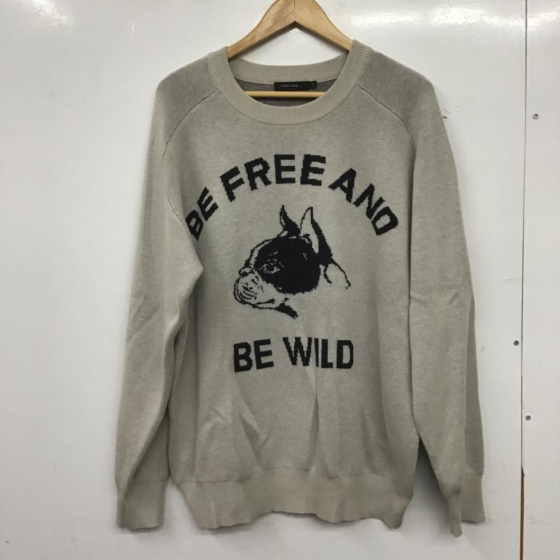 ニコアンド niko and... ニット、セーター 長袖 長袖ニットカットソー クルーネック セーター L プリント 灰 / グレー / gray メンズ USED 古着 中古 10160932