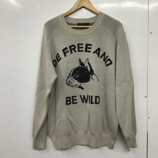 ニコアンド niko and... ニット、セーター 長袖 長袖ニットカットソー クルーネック セーター L プリント 灰 / グレー / gray メンズ USED 古着 中古 10160932