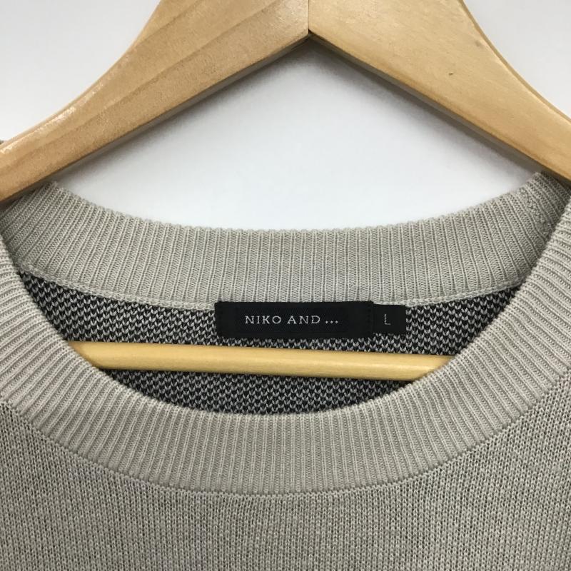 ニコアンド niko and... ニット、セーター 長袖 長袖ニットカットソー クルーネック セーター L プリント 灰 / グレー / gray メンズ USED 古着 中古 10160932