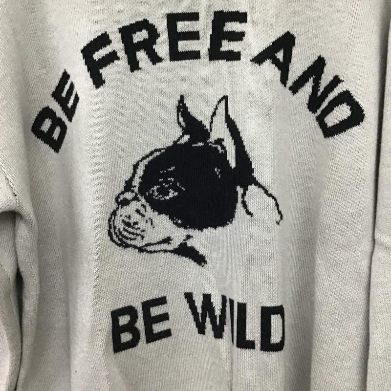 ニコアンド niko and... ニット、セーター 長袖 長袖ニットカットソー クルーネック セーター L プリント 灰 / グレー / gray メンズ USED 古着 中古 10160932