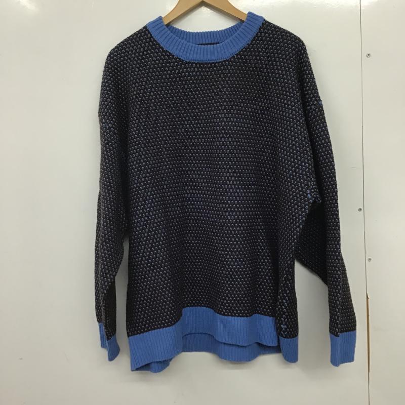 レイジブルー RAGEBLUE ニット、セーター 長袖 長袖ニットカットソー クルーネック セーター L 総柄 青 / ブルー / blue X 茶 / ブラウン / brown メンズ USED 古着 中古 10160935