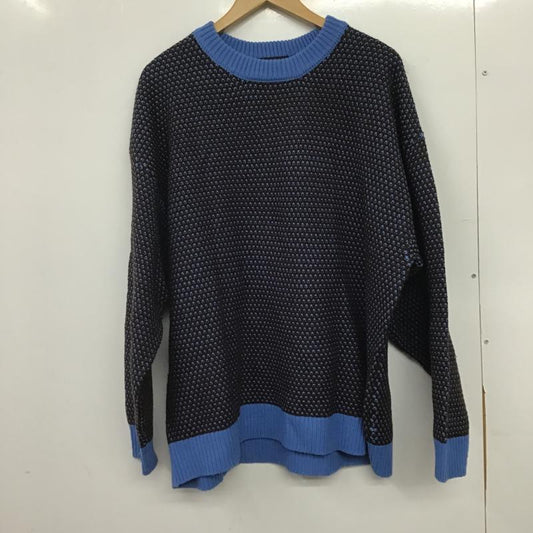 レイジブルー RAGEBLUE ニット、セーター 長袖 長袖ニットカットソー クルーネック セーター L 総柄 青 / ブルー / blue X 茶 / ブラウン / brown メンズ USED 古着 中古 10160935