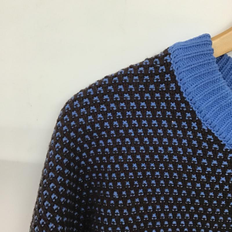 レイジブルー RAGEBLUE ニット、セーター 長袖 長袖ニットカットソー クルーネック セーター L 総柄 青 / ブルー / blue X 茶 / ブラウン / brown メンズ USED 古着 中古 10160935