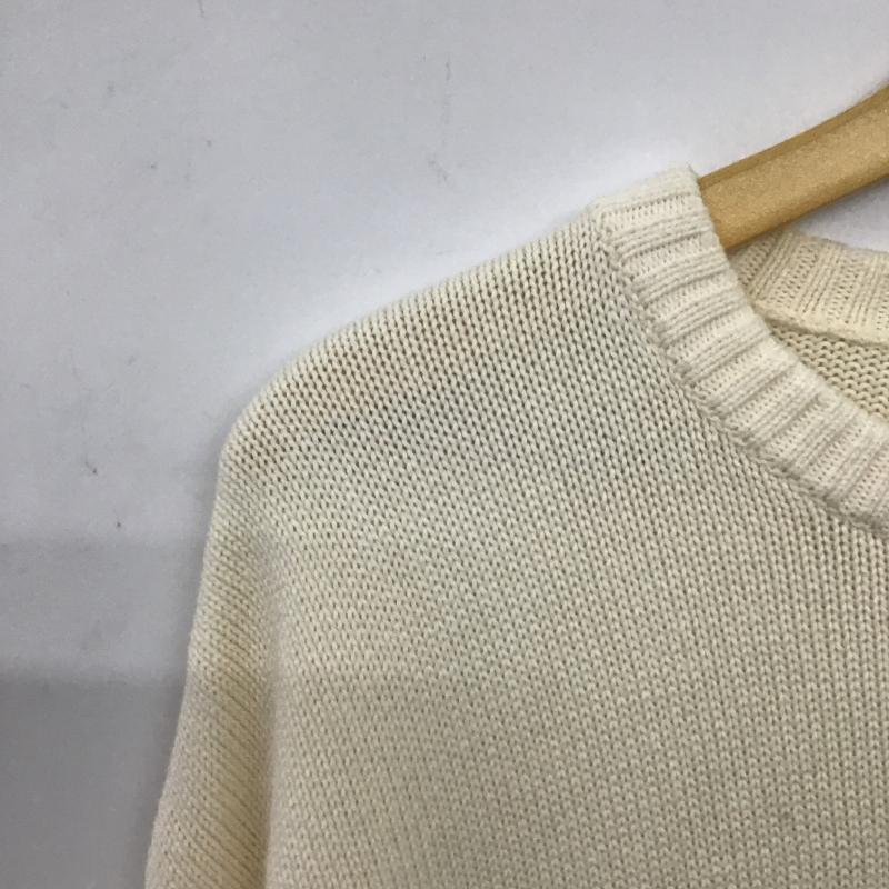 ザラ ZARA ニット、セーター 長袖 長袖ニットカットソー クルーネック セーター L プリント アイボリー / アイボリー / メンズ USED 古着 中古 10160936