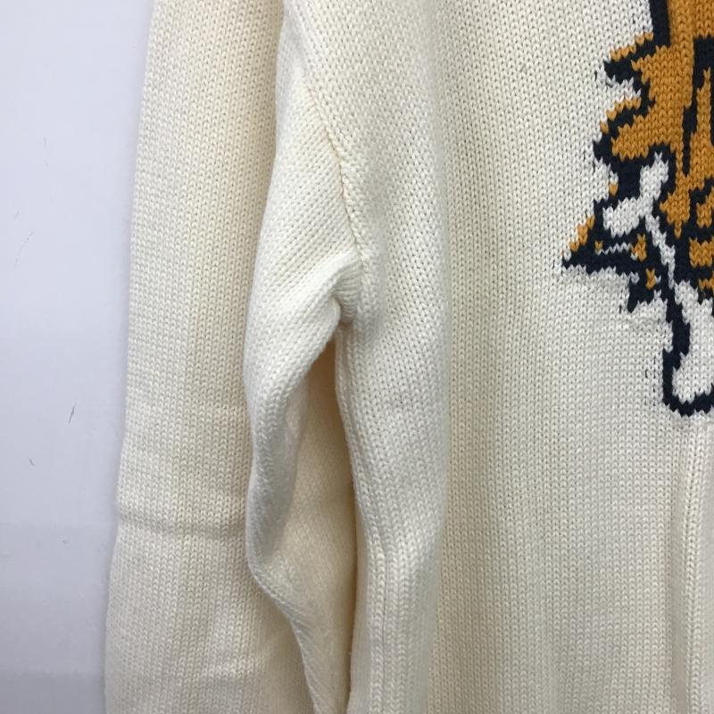 ザラ ZARA ニット、セーター 長袖 長袖ニットカットソー クルーネック セーター L プリント アイボリー / アイボリー / メンズ USED 古着 中古 10160936