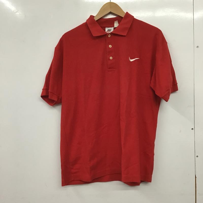 ナイキ NIKE ポロシャツ 半袖 半袖ポロシャツ カラーシャツ 半袖カットソー ロゴ、文字 赤 / レッド / red メンズ USED 古着 中古 10160940