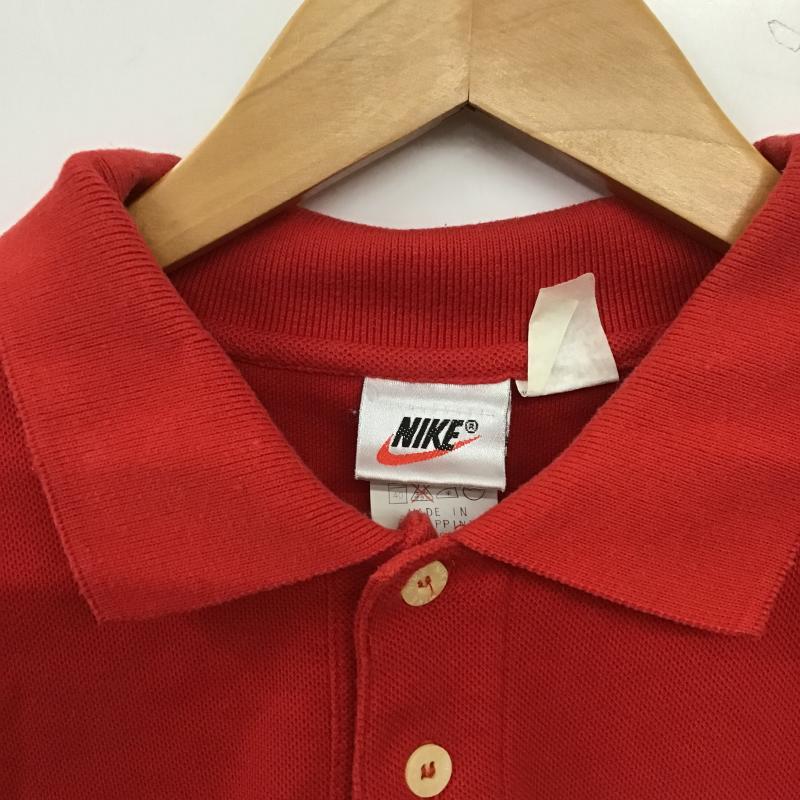 ナイキ NIKE ポロシャツ 半袖 半袖ポロシャツ カラーシャツ 半袖カットソー ロゴ、文字 赤 / レッド / red メンズ USED 古着 中古 10160940