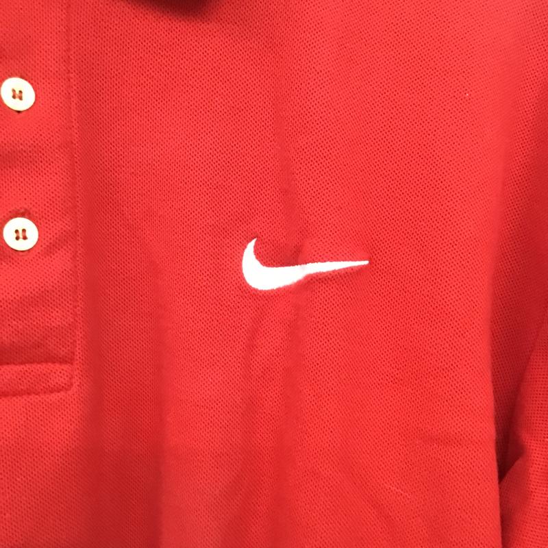 ナイキ NIKE ポロシャツ 半袖 半袖ポロシャツ カラーシャツ 半袖カットソー ロゴ、文字 赤 / レッド / red メンズ USED 古着 中古 10160940