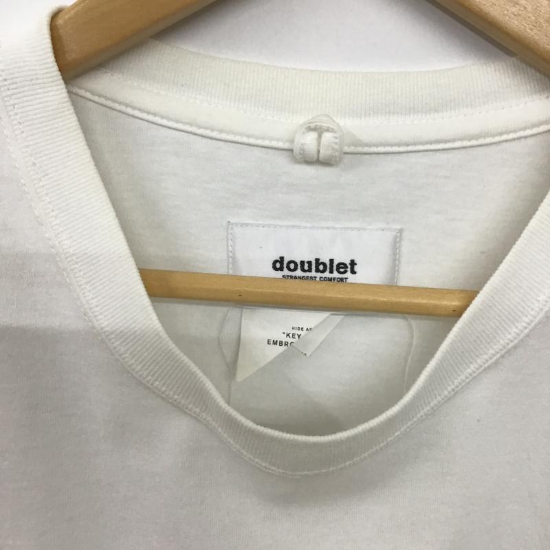 ダブレット doublet Tシャツ 半袖 半袖カットソー プリントTシャツ クルーネックカットソー M ロゴ、文字 白 / ホワイト / white メンズ USED 古着 中古 10160958